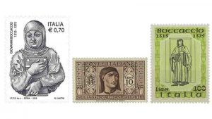 İtalya posta idaresinden çıkan çeşitli Boccaccio pulları